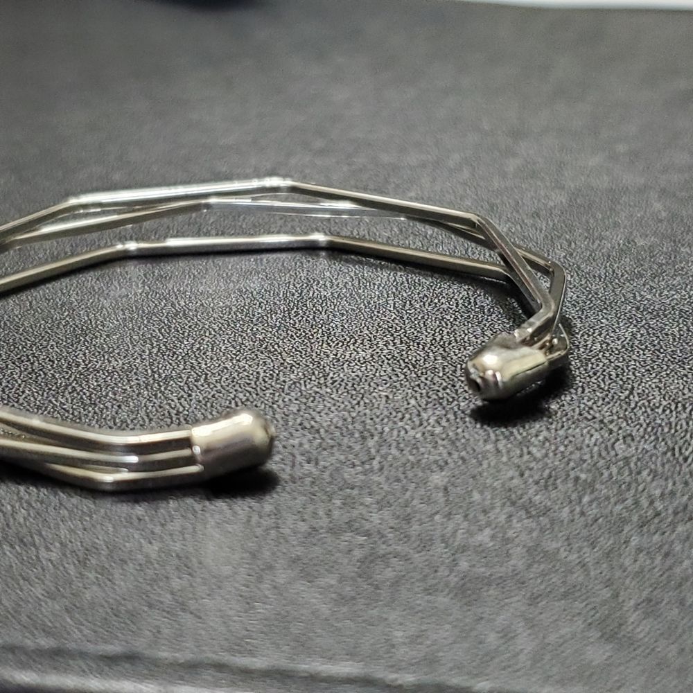 Silver Tone Angular Bangle Bracelet - image 3